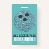 Bowling party, VIP Pass ,Invitation, meisje Bowl, Badge (Voorkant)