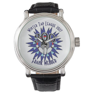 Bowling Perfect 300 Bowler Name and League Info Horloge