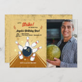 Bowling Photo Anniversaire Invitation (Devant / Derrière)