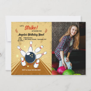 Bowling Photo Anniversaire Invitation