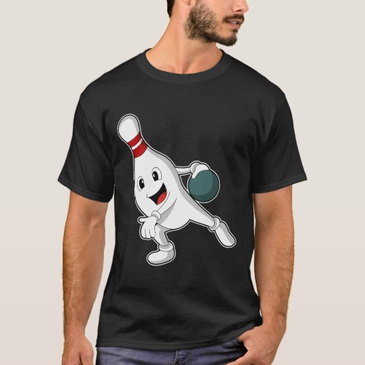 Bowling pin at Bowling with Bowling ball T-shirt (Voorkant)