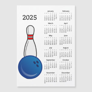 Bowling Pin Ball 2025 Calendrier Carte magnétique