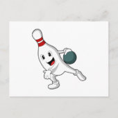 Bowling pin bij Bowling met Bowling ball Briefkaart (Voorkant)