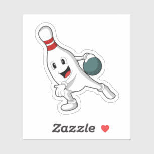 Bowling pin bij Bowling met Bowling ball Sticker