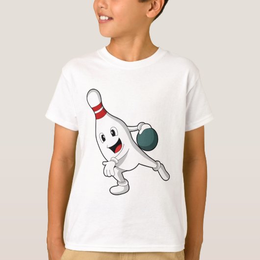 Bowling pin bij Bowling met Bowling ball T-shirt (Voorkant)