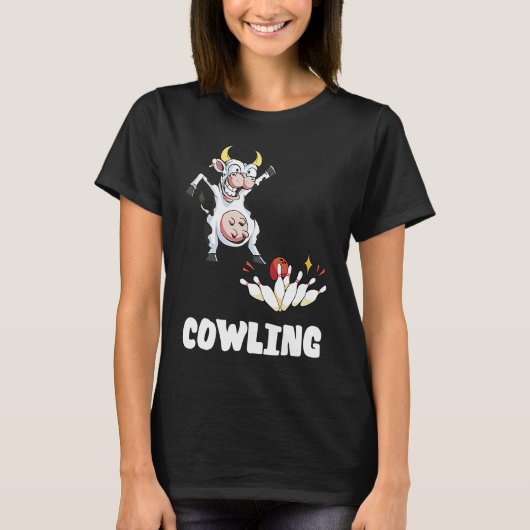 Bowling Pin Cow Funny Bowling Bowler Strike Bowlin T-shirt (Voorkant)