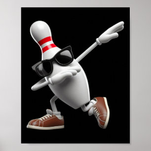Bowling Pin Dabbing Sungles Bowler Player Kinder M Poster