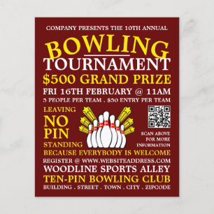 Bowling Pin Design, Ten-Pin Bowling Tournament Flyer