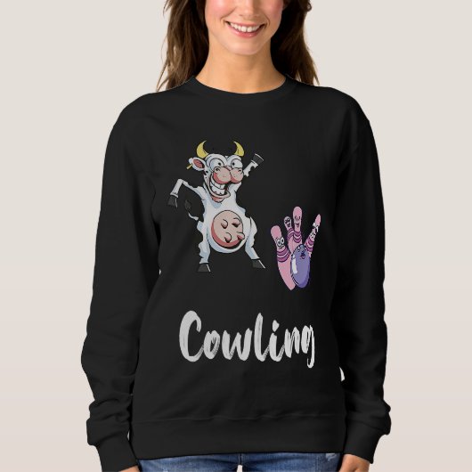 Bowling Pin Funny Bowling Bowler Cow Strike Bowlin Trui (Voorkant)