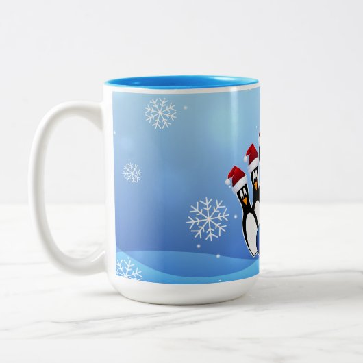 Bowling Pin Penguins Christmas Mug (Gauche)