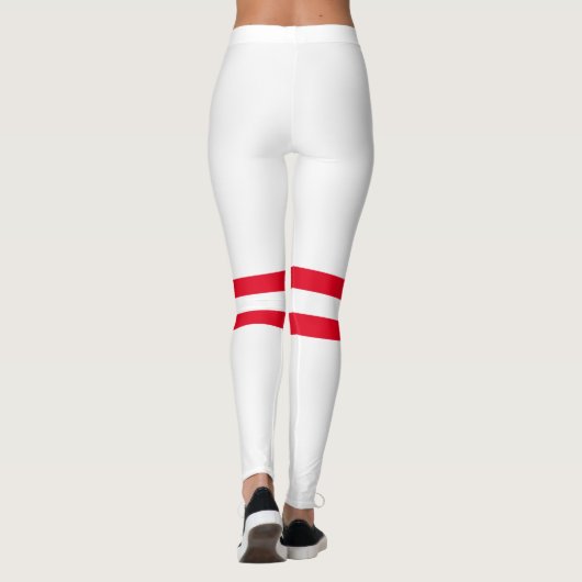 Bowling Pin Stripes | Minimale witte rode strepen Leggings (Achterkant)
