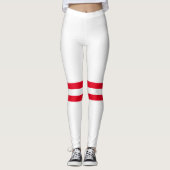 Bowling Pin Stripes | Minimale witte rode strepen Leggings (Voorkant)