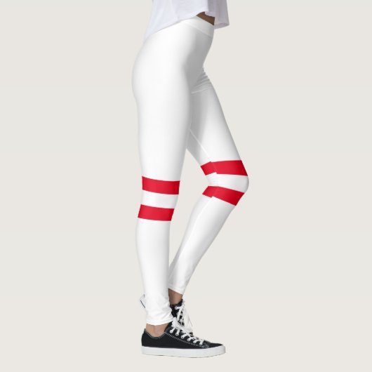 Bowling Pin Stripes | Minimale witte rode strepen Leggings (Rechts)