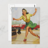 Bowling Pin Up Girl Briefkaart (Voorkant / Achterkant)