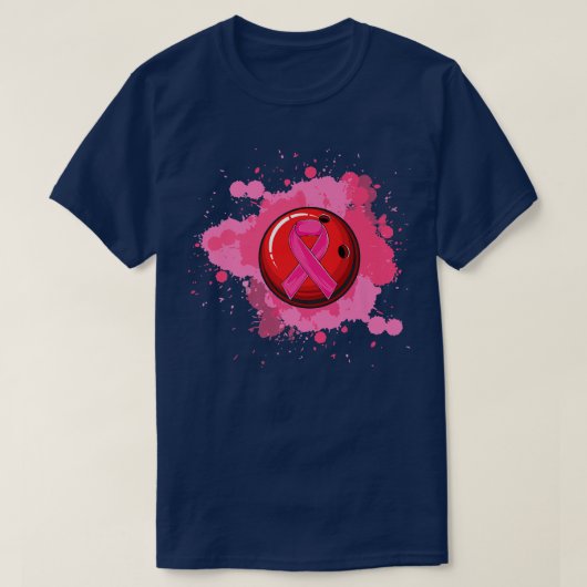Bowling Pink Ribbon Breast Cancer Bewustheid T-shirt (Design voorkant)