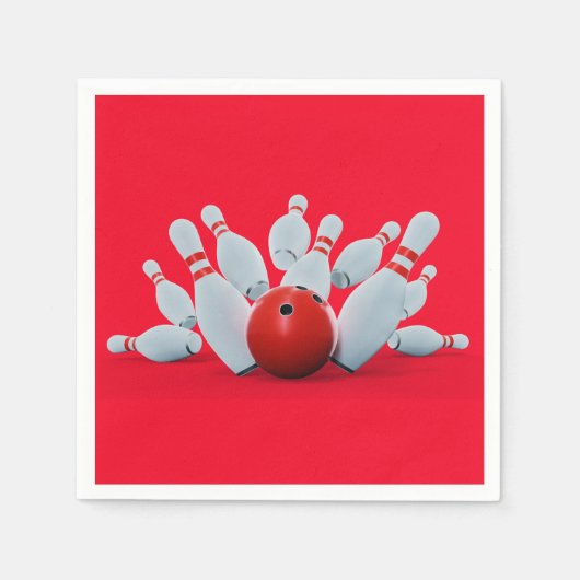 Bowling pins bowlen op verjaardagsfeestje servet (Voorkant)