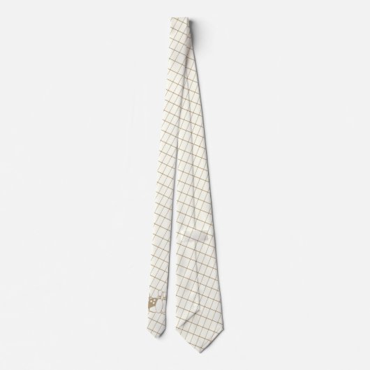 Bowling Pins Bowling Ball Tan Check stropdas (Achterkant)