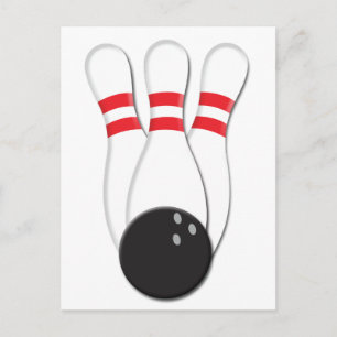 Bowling Pins en Ball Briefkaart