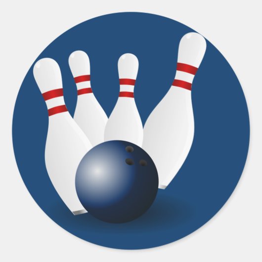 Bowling Pins en Ball Ronde Sticker (Voorkant)