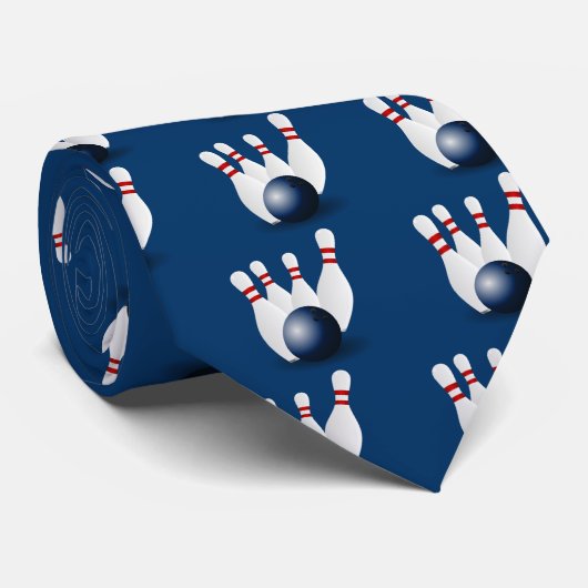 Bowling Pins en Ball Stropdas (Opgerold)