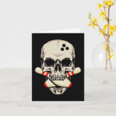 Bowling Pins Retro Skull Skeleton Kaart (Gele Bloem)