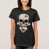 Bowling Pins Retro Skull Skeleton T-shirt (Voorkant)