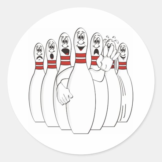 Bowling Pins Ronde Sticker (Voorkant)