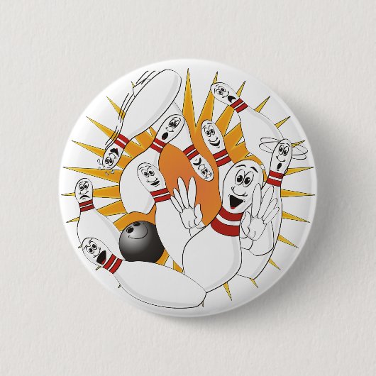 Bowling Pins Strike Cartoon Ronde Button 5,7 Cm (Voorkant)