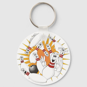 Bowling Pins Strike Cartoon Sleutelhanger