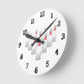 Bowling Pins: wandklok Ronde Klok (Hoek)