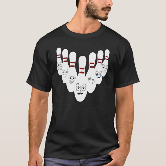 Bowling Pins With Hilarious Expressions Bowling T-shirt (Voorkant)