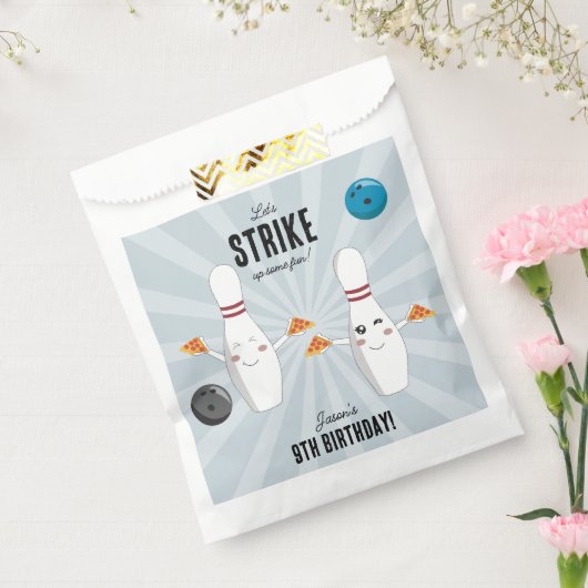 Bowling Pizza Strike Up Sommige Leuke Kinderen Ver Bedankzakje (Gezegeld)