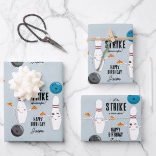 Bowling Pizza Strike Up Sommige Leuke Kinderen Ver Inpakpapier Vel