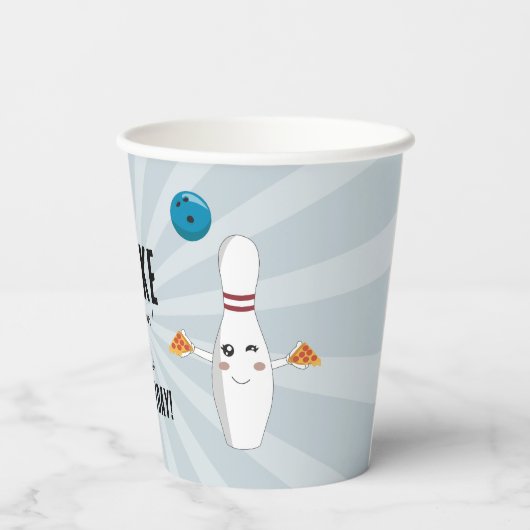 Bowling Pizza Strike Up Sommige Leuke Kinderen Ver Papieren Bekers (Achterkant)