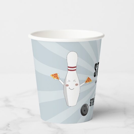 Bowling Pizza Strike Up Sommige Leuke Kinderen Ver Papieren Bekers (Voorkant)