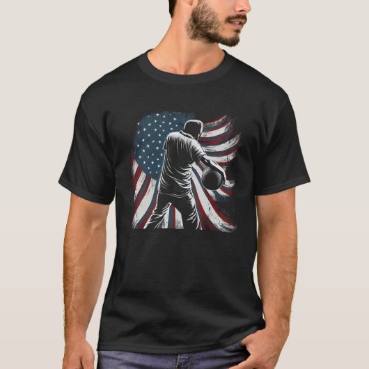 Bowling Player US Flag Graphic Tees for Men Women  (Voorkant)