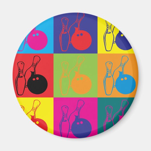 Bowling Pop Art Magneet (Voorkant)
