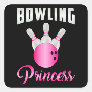 Bowling Prinses Meisje Queen Bowl Grappig cadeau Vierkante Sticker