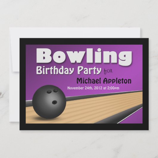 Bowling - Purple Anniversaire Invitations (Devant)