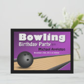 Bowling - Purple Anniversaire Invitations (Debout devant)