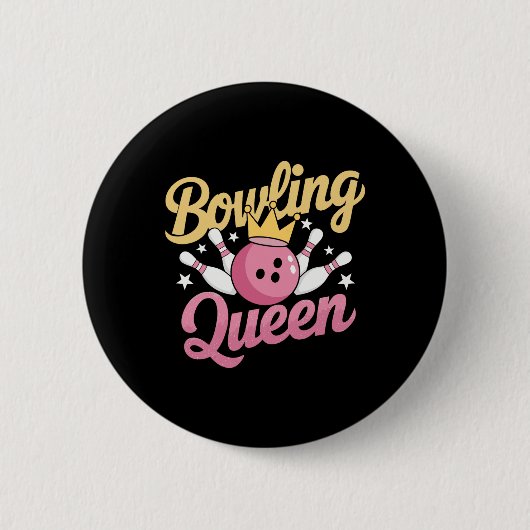Bowling Queen Bowler Funny Bowling Ronde Button 5,7 Cm (Voorkant)