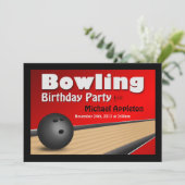 Bowling - Red Birthday Party Invitations (Debout devant)