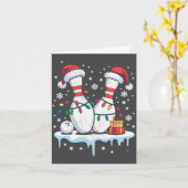 Bowling Santa Hat Funny Christmas Long Sleeve  Kaart (Gele Bloem)