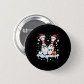 Bowling Santa Hat Funny Christmas Long Sleeve  Ronde Button 5,7 Cm (Voorkant /achterkant)