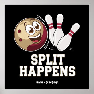 Bowling Shirt voor mannen en vrouwen Funny Split H Poster