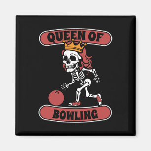 Bowling Skeleton Team League - Alley Bowler Queen Magneet