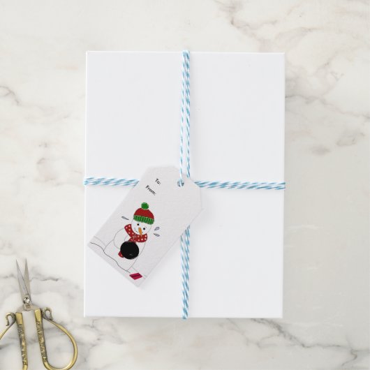 Bowling Sneeuwman Cadeaulabel (Met Touw)