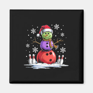 Bowling Snowman Bowling Player Santa Hat Kerstmis Magneet