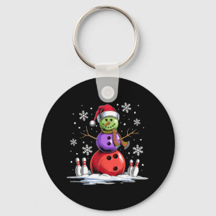 Bowling Snowman Bowling Player Santa Hat Kerstmis Sleutelhanger