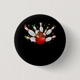 Bowling Spel Kerstmis Bowler Santa Hoed Merry Chri Ronde Button 3,2 Cm